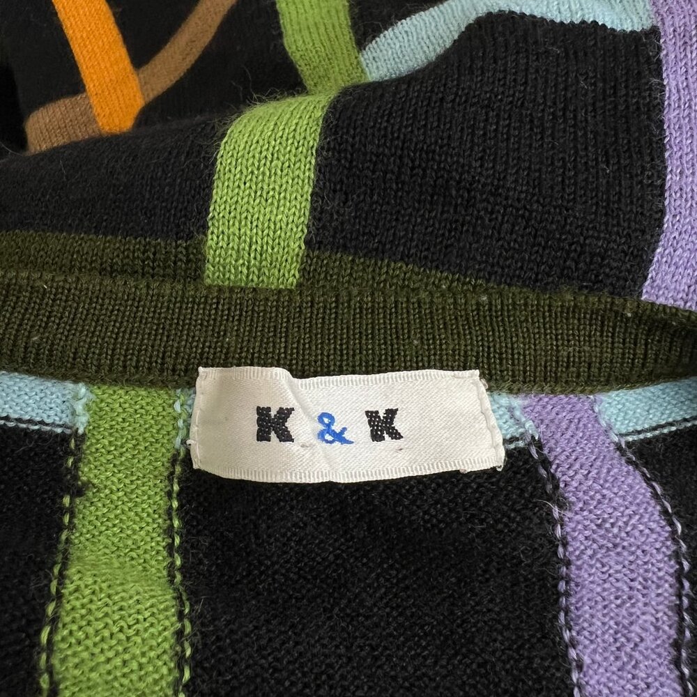 Vintage Plaid Knit Wool Crop Cardigan Sweater Preppy Colorful Rainbow Cropped - Picture 5 of 6